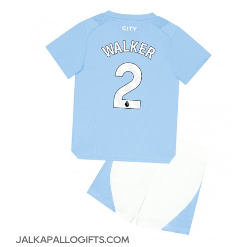 Manchester City Kyle Walker #2 Koti Peliasu Lasten 2023-24 Lyhythihainen (+ Lyhyet housut)